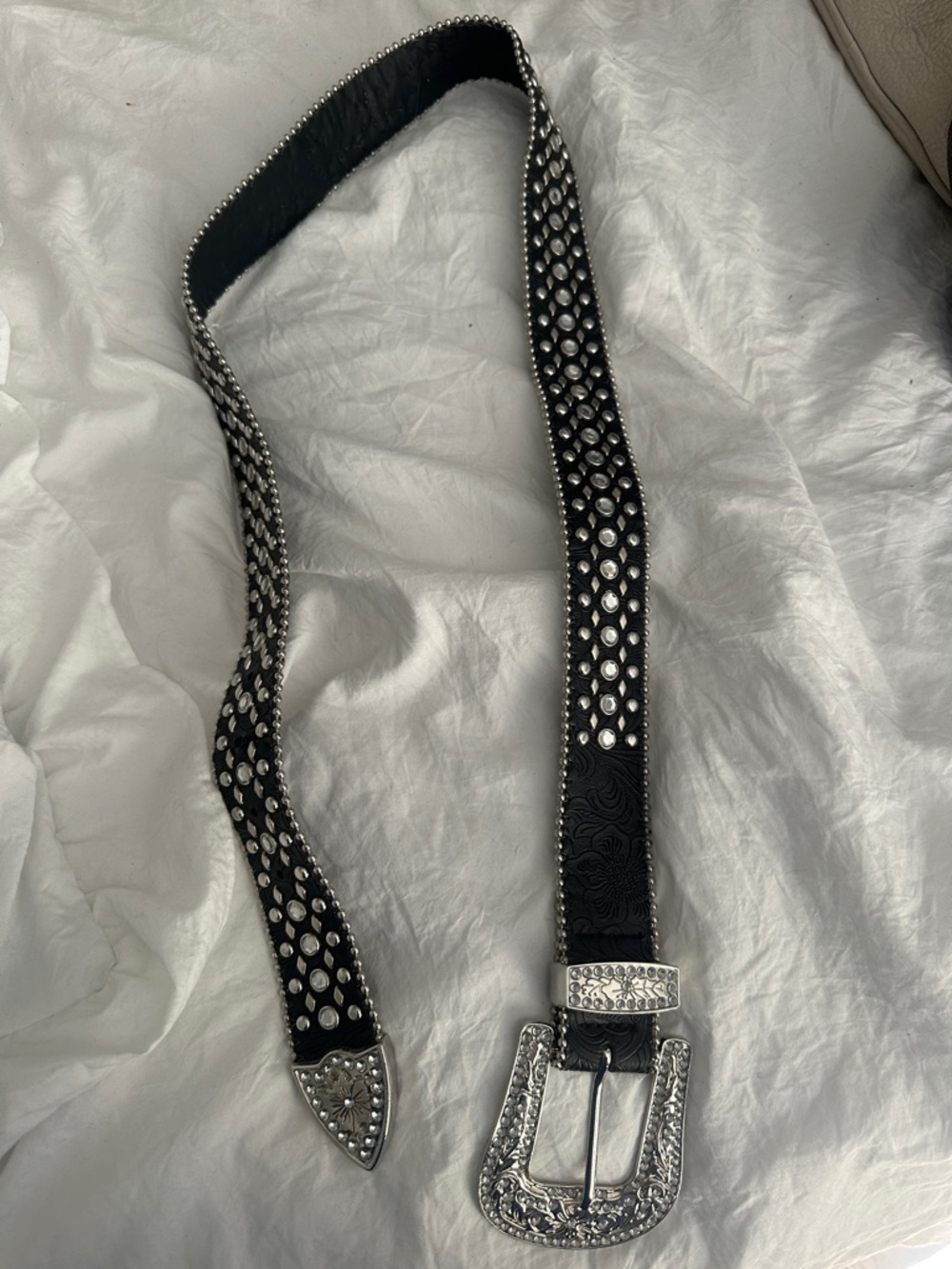 Black Studded Western Rhinestone Belt